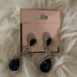 Dark blue jewel large drop earrings